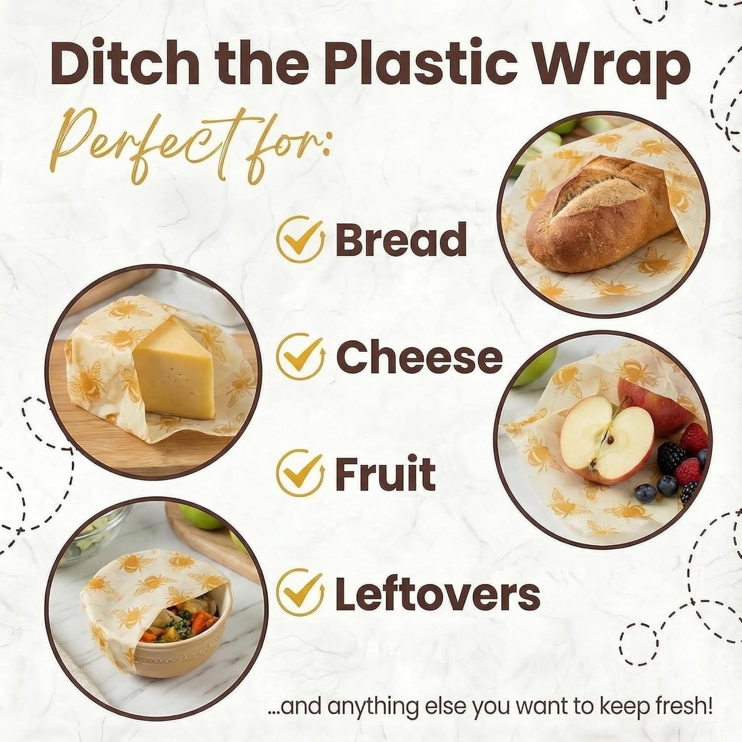 XXL Reusable Beeswax Wraps For Food - 14 x 55 in Roll | Cut to Size Bees Wax Wraps Reusable | Extra Large Beeswax Paper Sheet | Cute Bees Wax Roll for Food Wraps