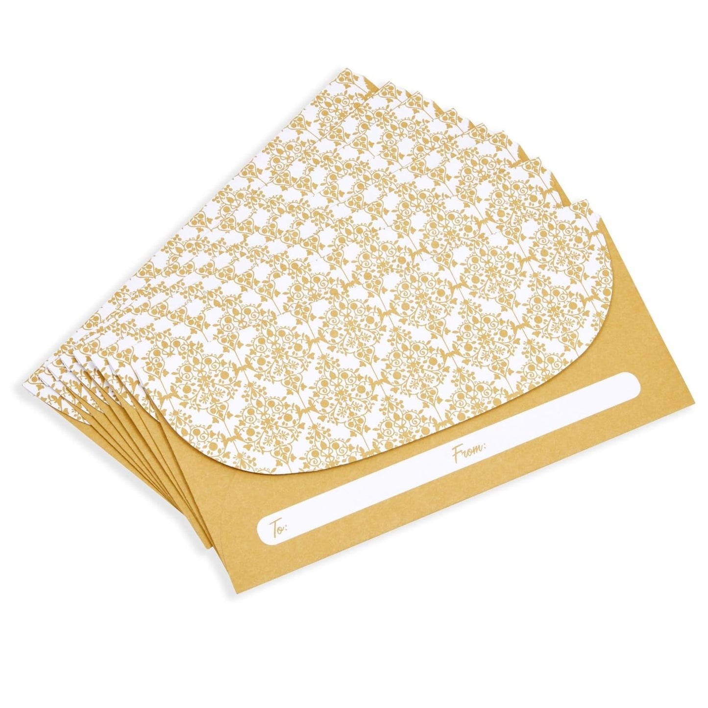 Juvale Money Envelopes for Cash - Cash Gift & Money Saving Envelopes - Secure Adhesive Seal & Floral Design - 7 x 3 In, Gold, 100 Pack