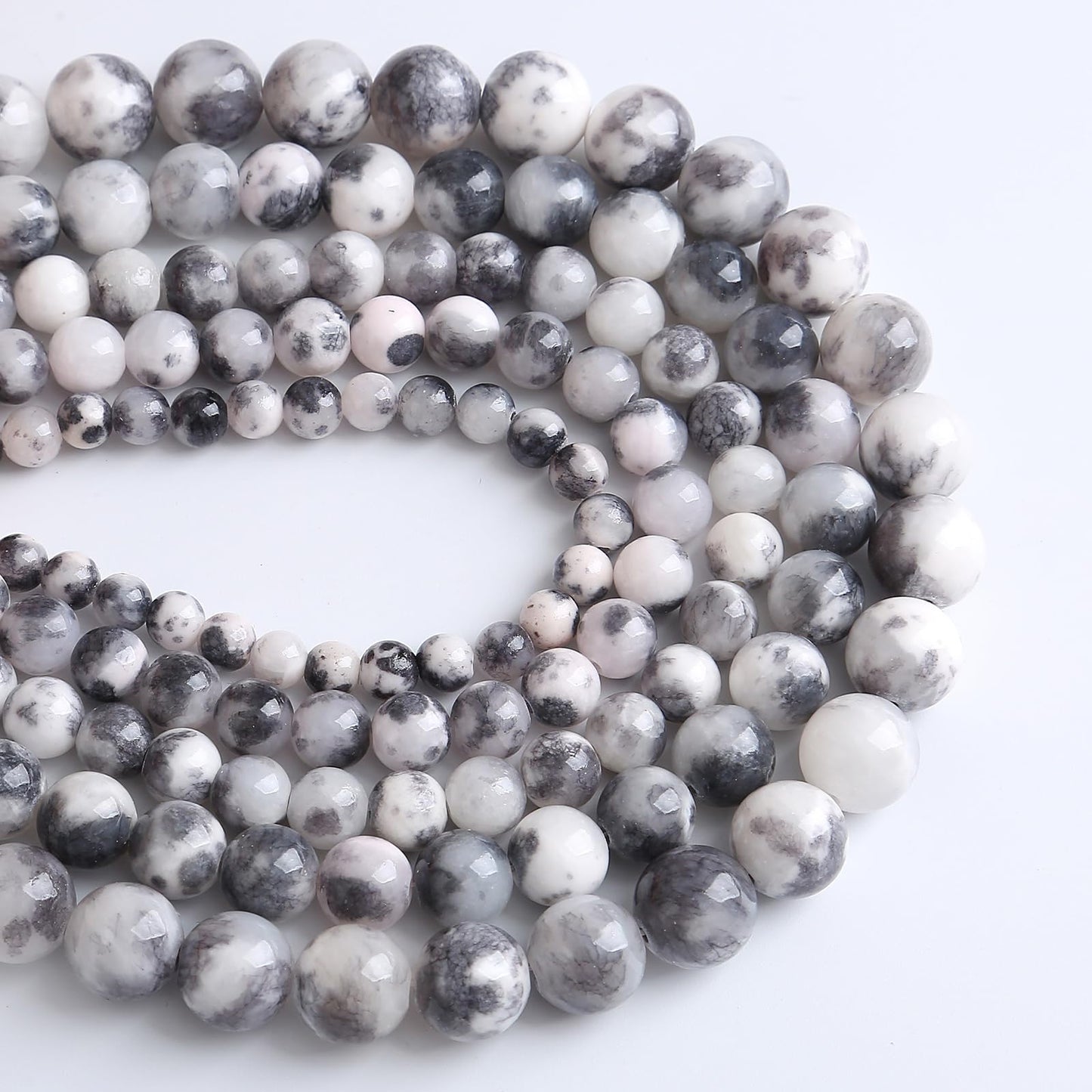 8MM 46PCS Black White Persian Jade Spacer Loose Beads for Jewelry Making DIY Bracelet Necklace