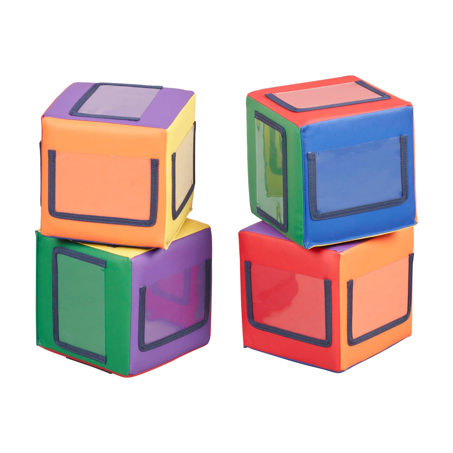ECR4Kids SoftZone Picture Me Building Block Playset, Stacking Cubes, Assorted, 4-Pack