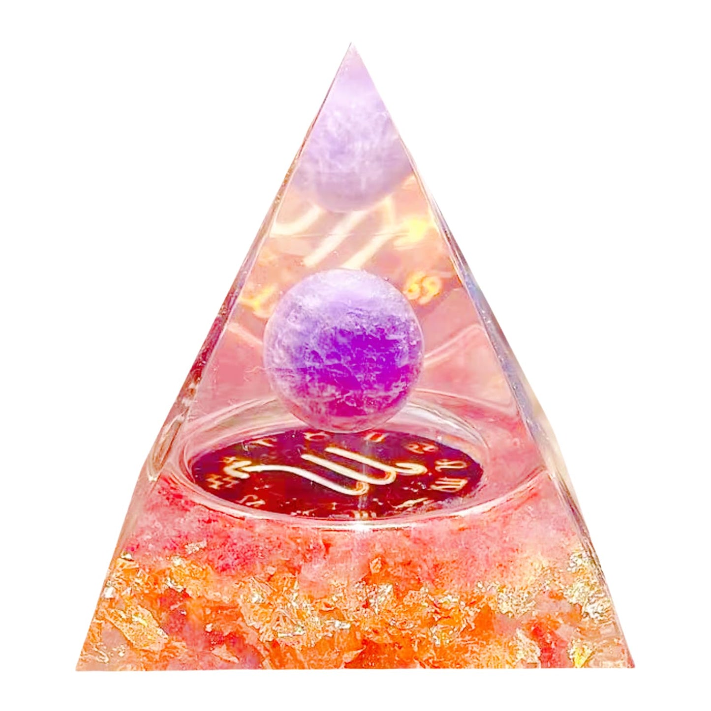 Saefheled Twelve Constellations Scorpio Orgone Pyramid,Natural Amethyst&red Strawberry Orgonite Crystal Healing Pyramid for Protection Chakra,Unique Constellation Pyramid for Positive Energy(6cm)
