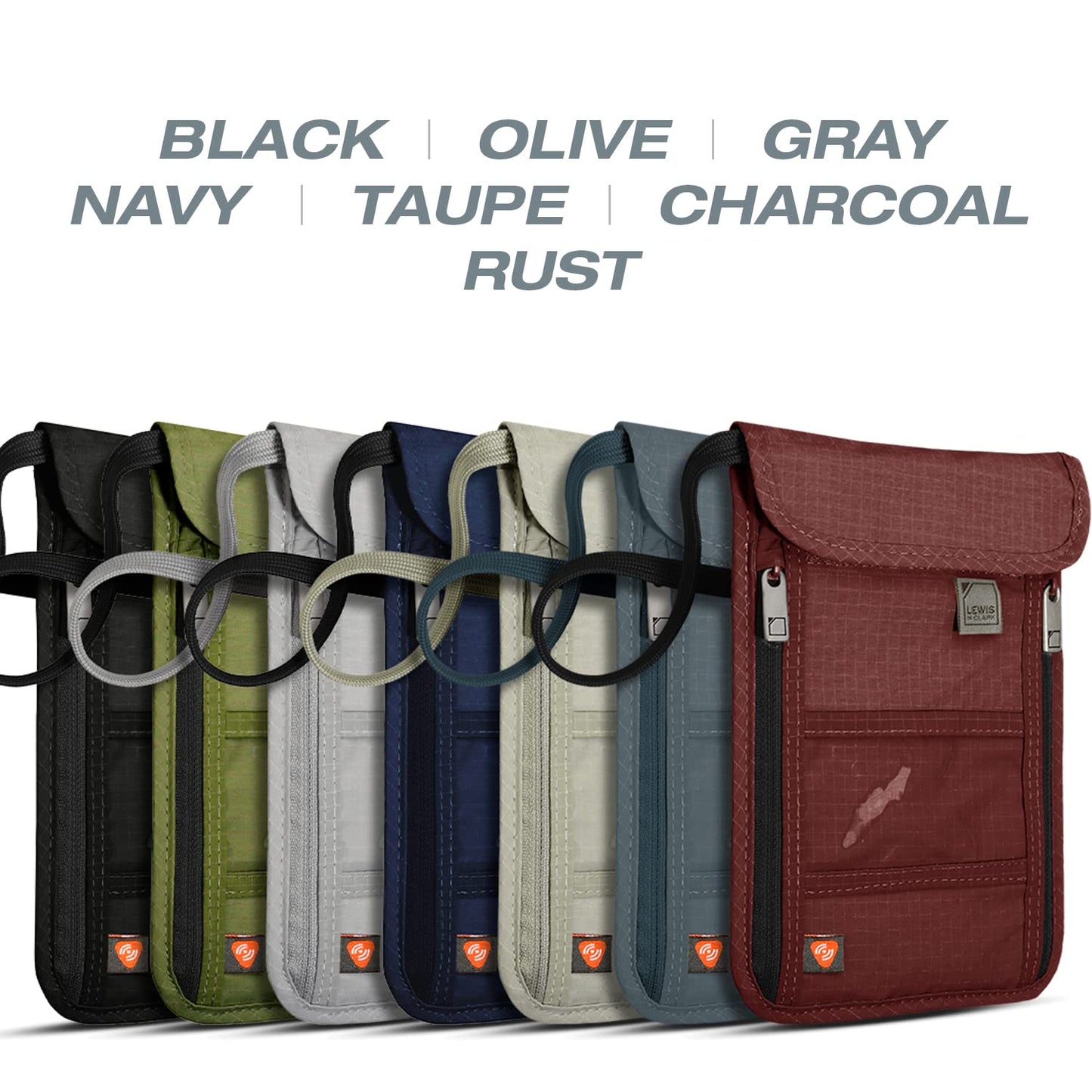 Lewis N. Clark RFID Blocking Stash Neck Wallet, Travel Pouch + Passport Holder for Women & Men, Taupe