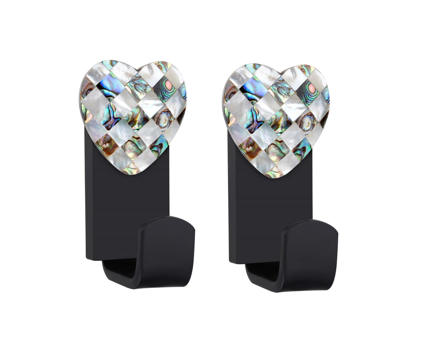Rockcloud 2 PCS Abalone Shell & White Shell Wall Mounted Hooks with Screws, Coat Hanger Hooks for Home Office Bedroom Decor, Heart-Shaped