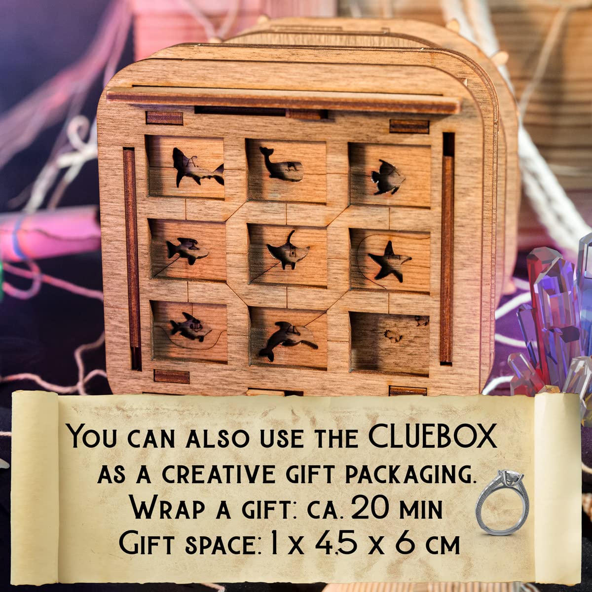 iDventure Cluebox - Davy Jones Locker - Escape Room Game - Pirate Puzzle Box - Gift Box - 3D Wooden Puzzle for Adults - Wooden Jigsaw - Brain Teaser - Birthday Gift Gadget for Men - Money Box