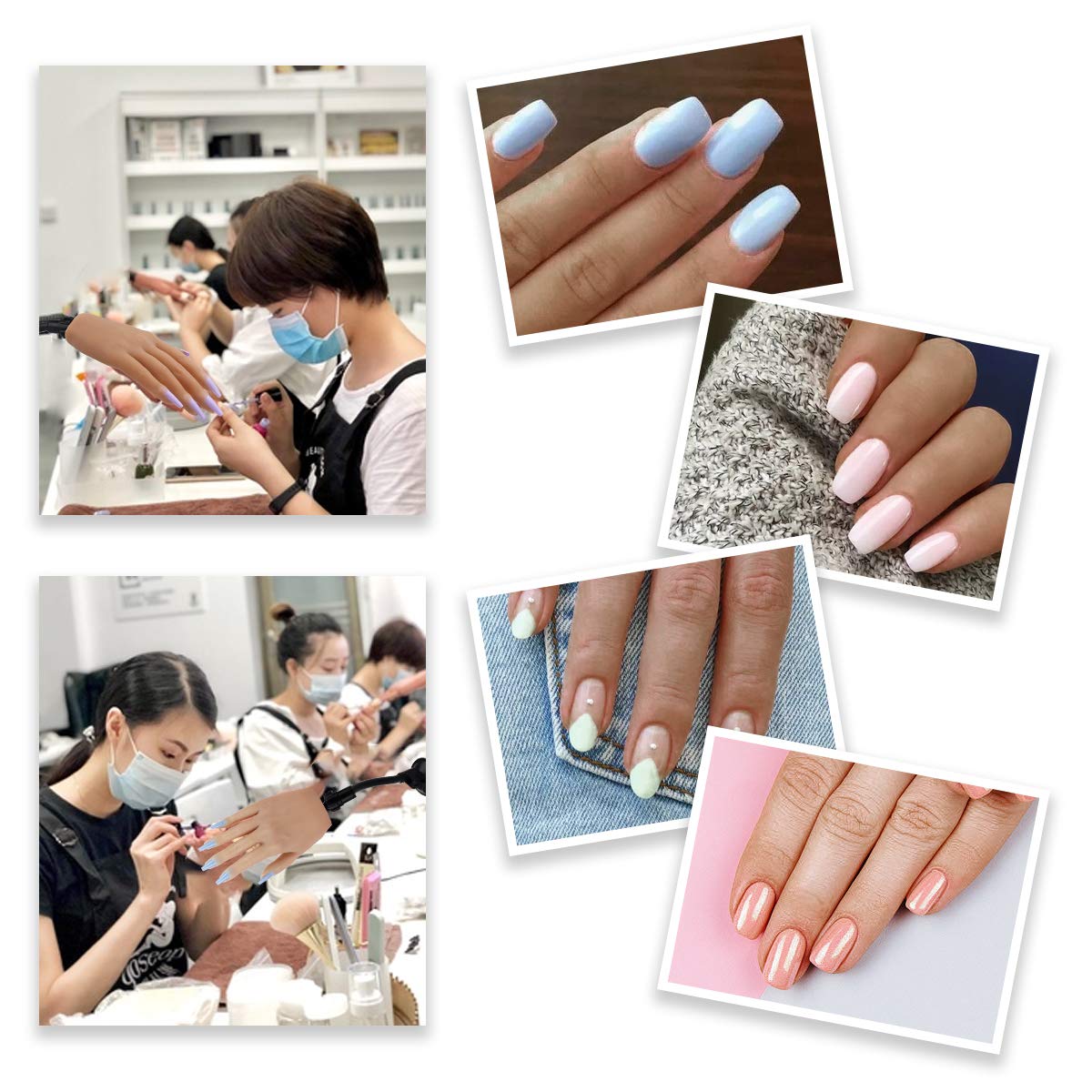 LIONVISON Silicone Practice Hand for Acrylic Nails with Bracket,Realistic Nail Practice Hand Stand, Flexible Bendable Nail Training Mannequin Hand for Nails Practice Nail Art Tools ( Left Hand )