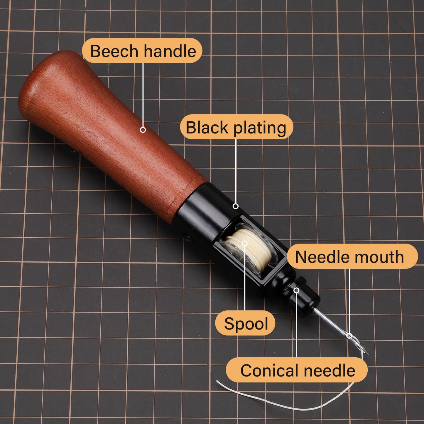 WUTA Repair Stitch Kit Leathercraft Stitch Awl Tool with 25 Colors 0.35mm Wax Thread, for Leather, Belt, Canvas, Fabric, Bag Repair Professional Stitcher Leather Craft Tool