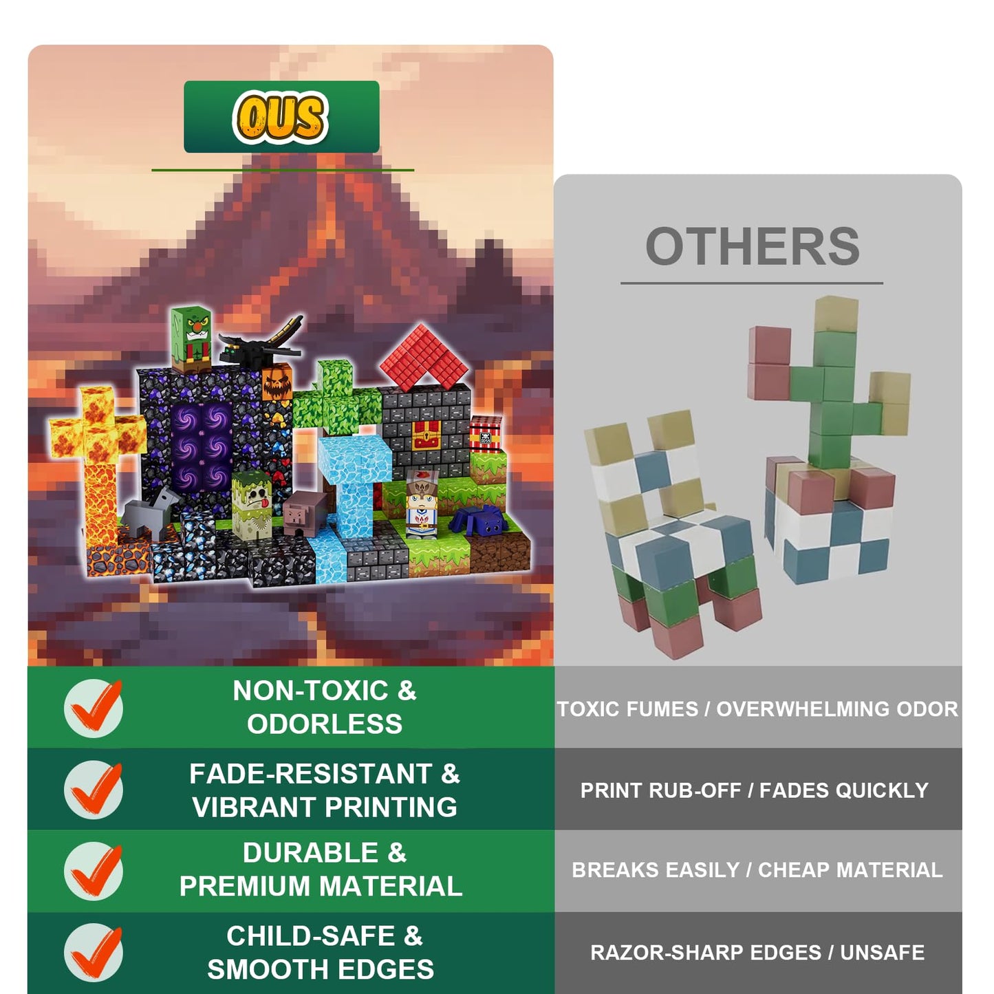 Fitrobust 200 Pack Magnetic Blocks for Kids, STEM Construction Toys with Forest Theme | Creative Educational Games for Ages 3, 4, 5, 6, 7, 8, 9, 10 | Ideal Birthday for Boys & Girls