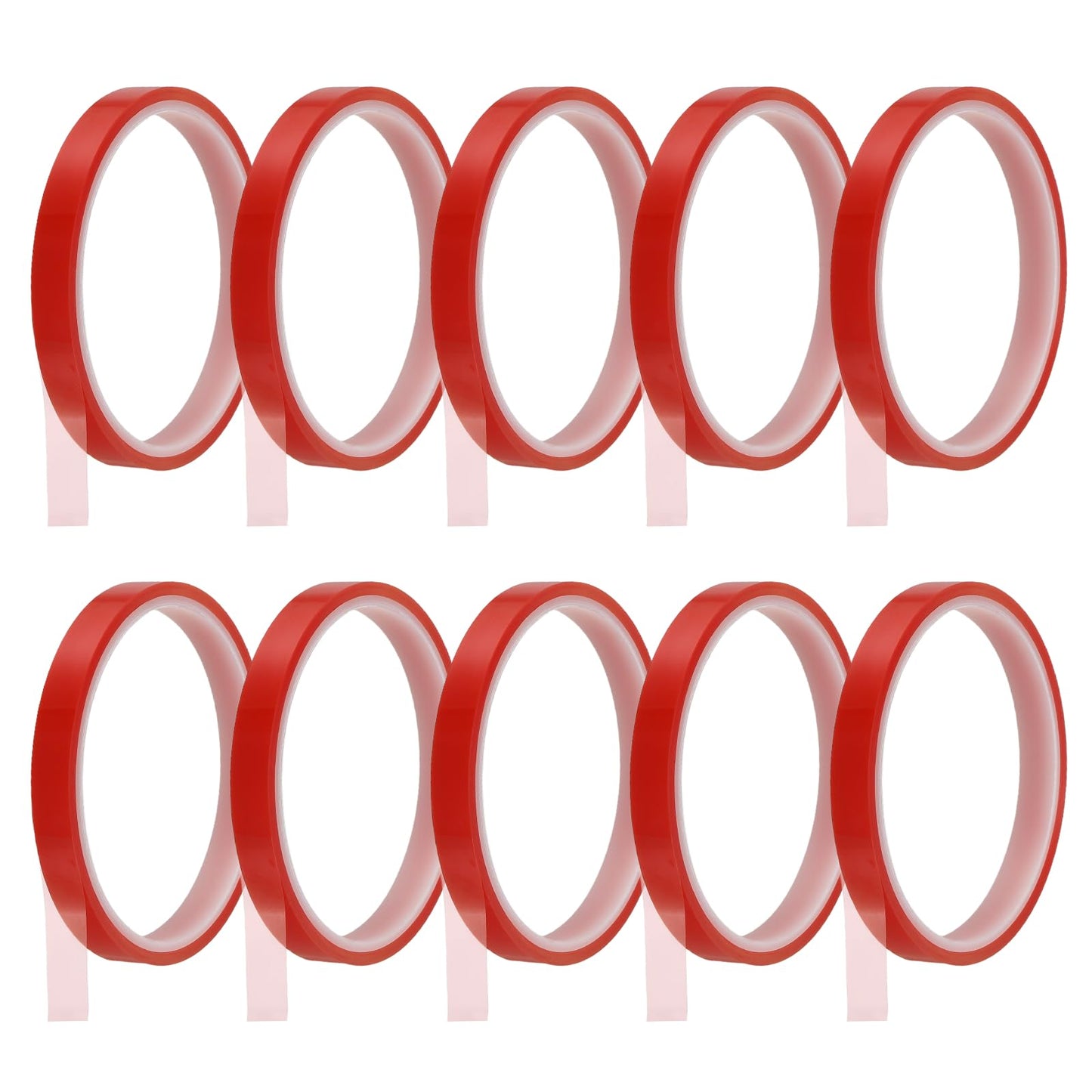 uxcell 10 Rolls Heat Tape, 10mm x 16m(52FT) No Residue High-Temperature Resistant Tape Heat Transfer Tape for Sublimation Electronics 3D Printing Soldering, Red