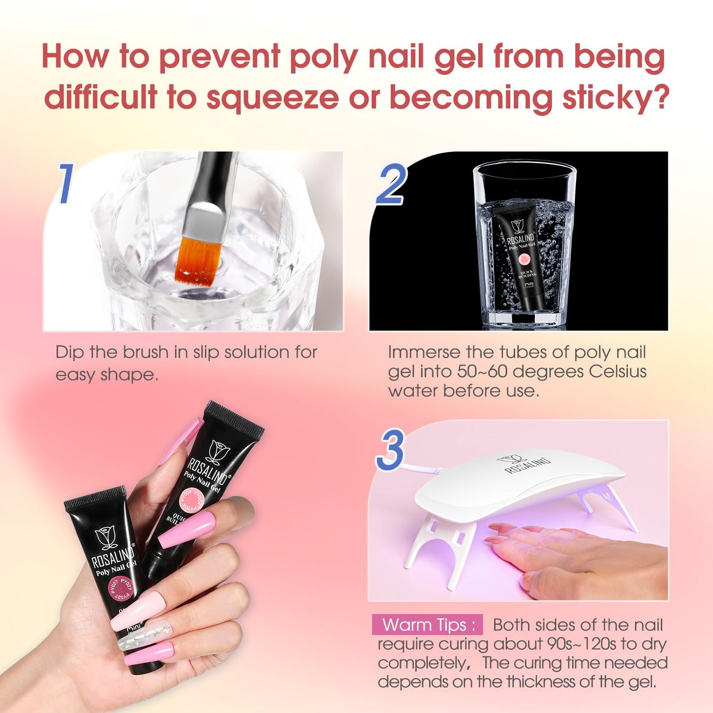 Poly Nail Gel Starter Kit with Drill -14 Colors + 75 Nails Art Accessories Kits, ROSALIND Nue Clear Poly Extension Gel with Big UV Light 48W and Electric Nail Drill Starter Kit with Everything