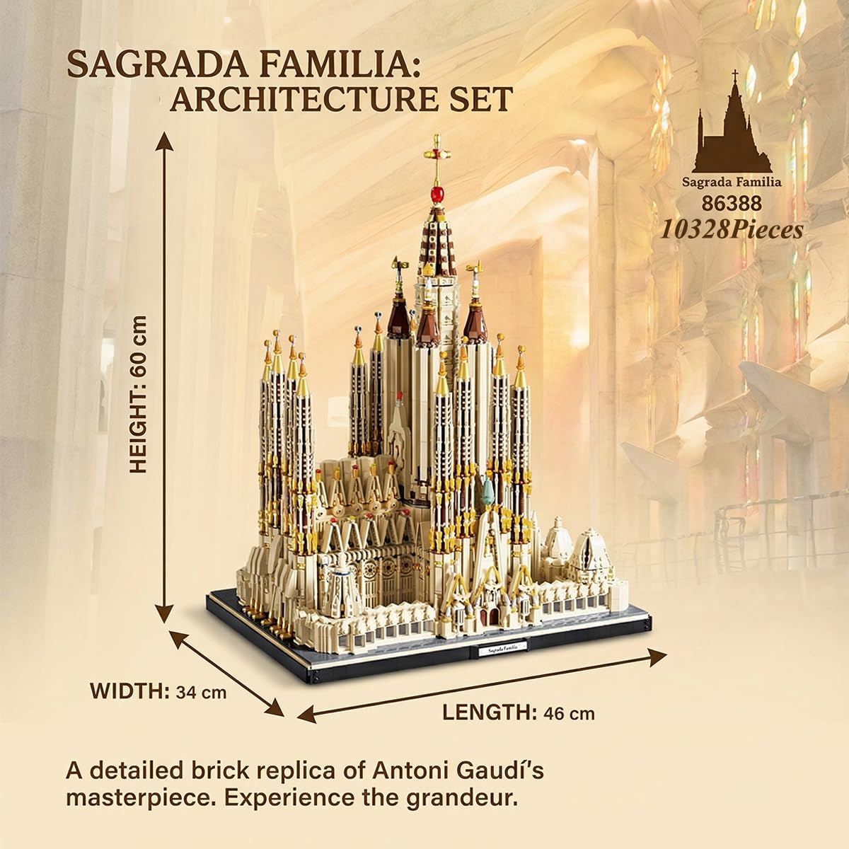 BBTiloBrix Sagrada Família Church Architectural Building Block Set, 10328 Pieces Collectible Cathedral Model, Spain Landmark Construction Kit for Adults,Home Decor Gift for Architecture Enthusiasts