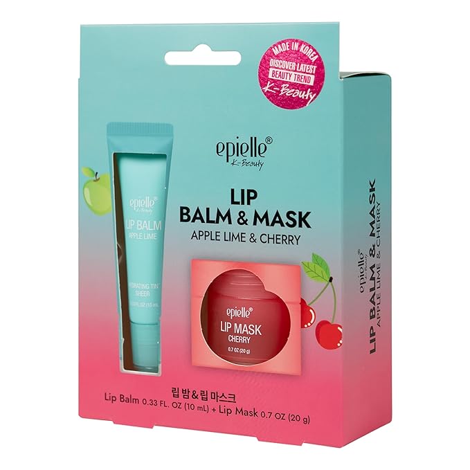 Epielle Lip Balm & Mask Apple Lime & Cherry, Hydrating Tint Sheer, Overnight Lip Masks, Kbeauty, Stocking Stuffers, Thanksgiving Essentials