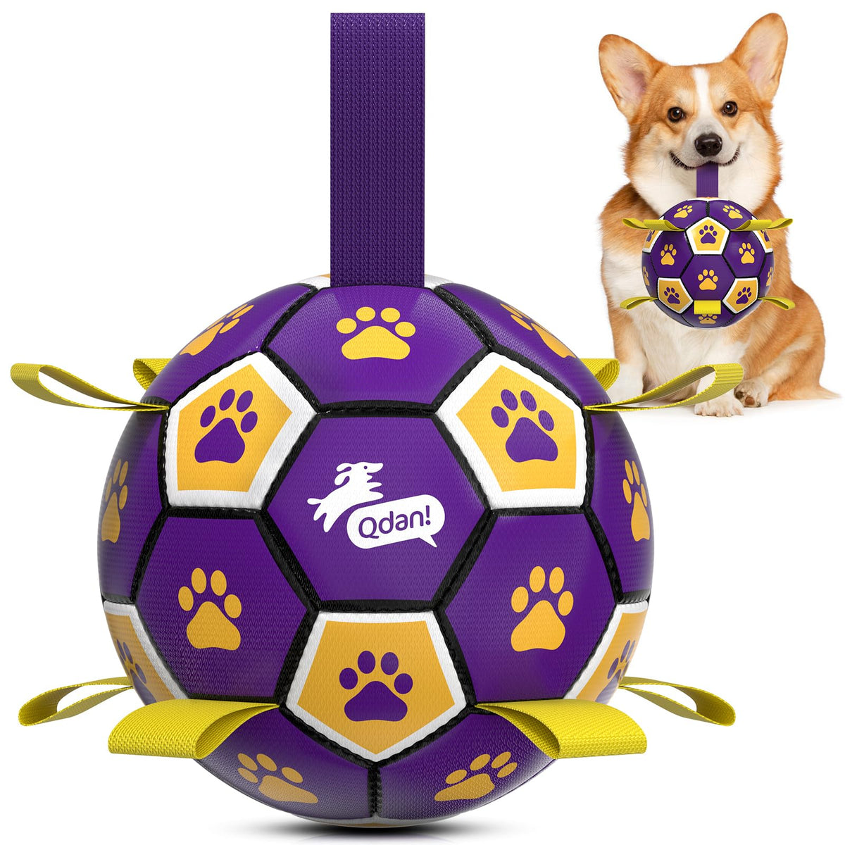 QDAN Dog Toys Balls with Bell Inside, Squeaky Dog Balls for Tug of War, Puppy Birthday Gifts, Dog Water Toys, Ball for Small Dogs(Black Green, 5 inch)