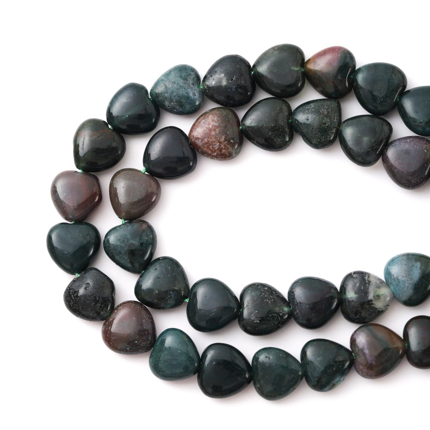 Natural Heart Shaped Indian Agate Stone Beads 10mm Loose Crystal Healing Beads for DIY Necklace Bracelet Making Gemstone Craft Supplies
