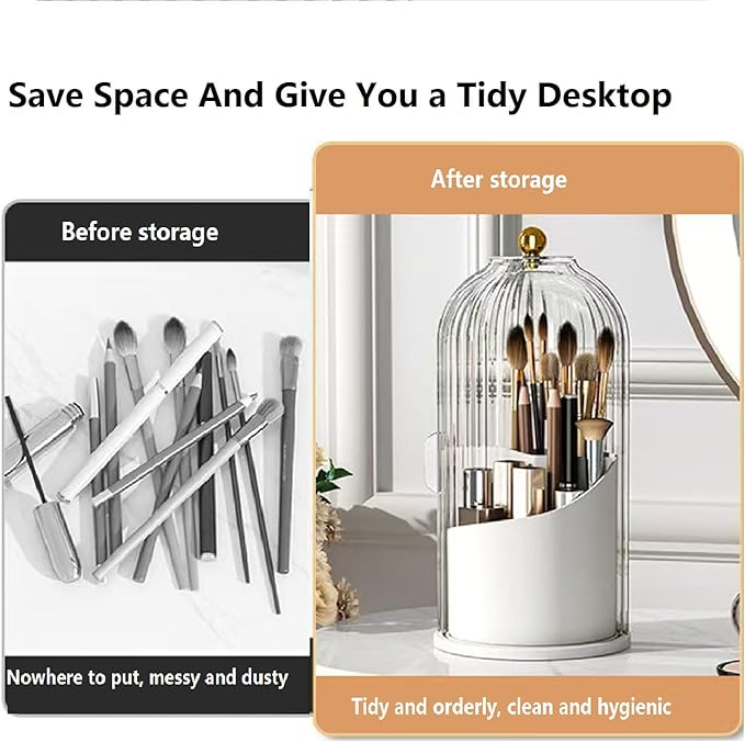 Concealed Toothbrush Holder, Makeup Brush Holder Organizer With Lid,360 Rotating Clear Dustproof Waterproof 3 Slots Bathroom Countertop Organizer,For Container Toothpaste And Toothbrush Holder (Green)
