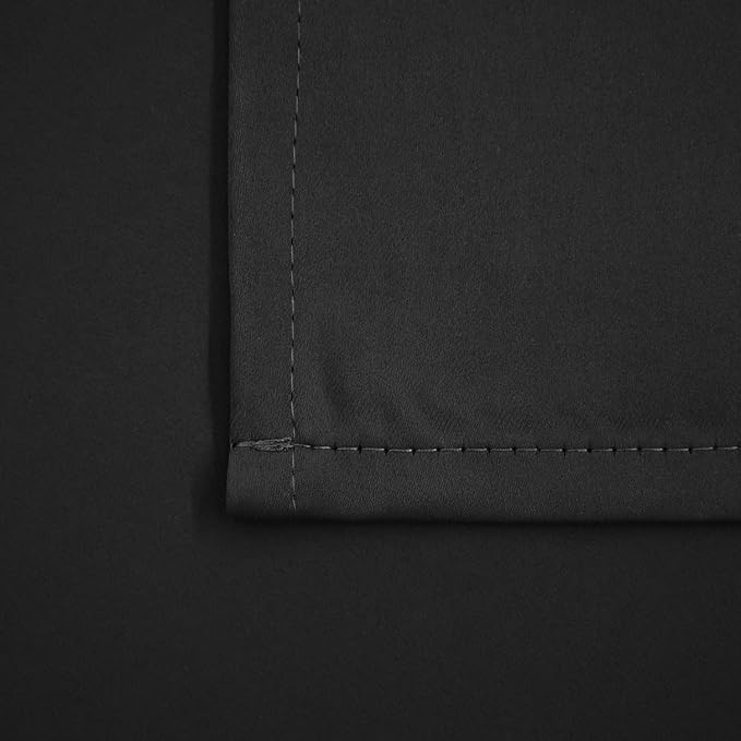 Pickluc Black Cafe Curtain (Half Window Curtain) 30 Inches Length, Rod Pocket Small Kitchen Curtain, Short Blackout Curtain for Small Window, 30" Wide and 30" Long, 2 Panels