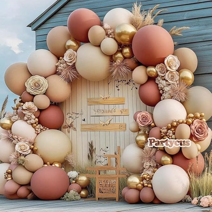 Dusty Rose Balloon Arch Kit, Double Stuffed – Mauve, Pink, Cream, Sand White, Tan & Blush Gold Latex Balloons for Baby Shower, Wedding & Boho Birthday