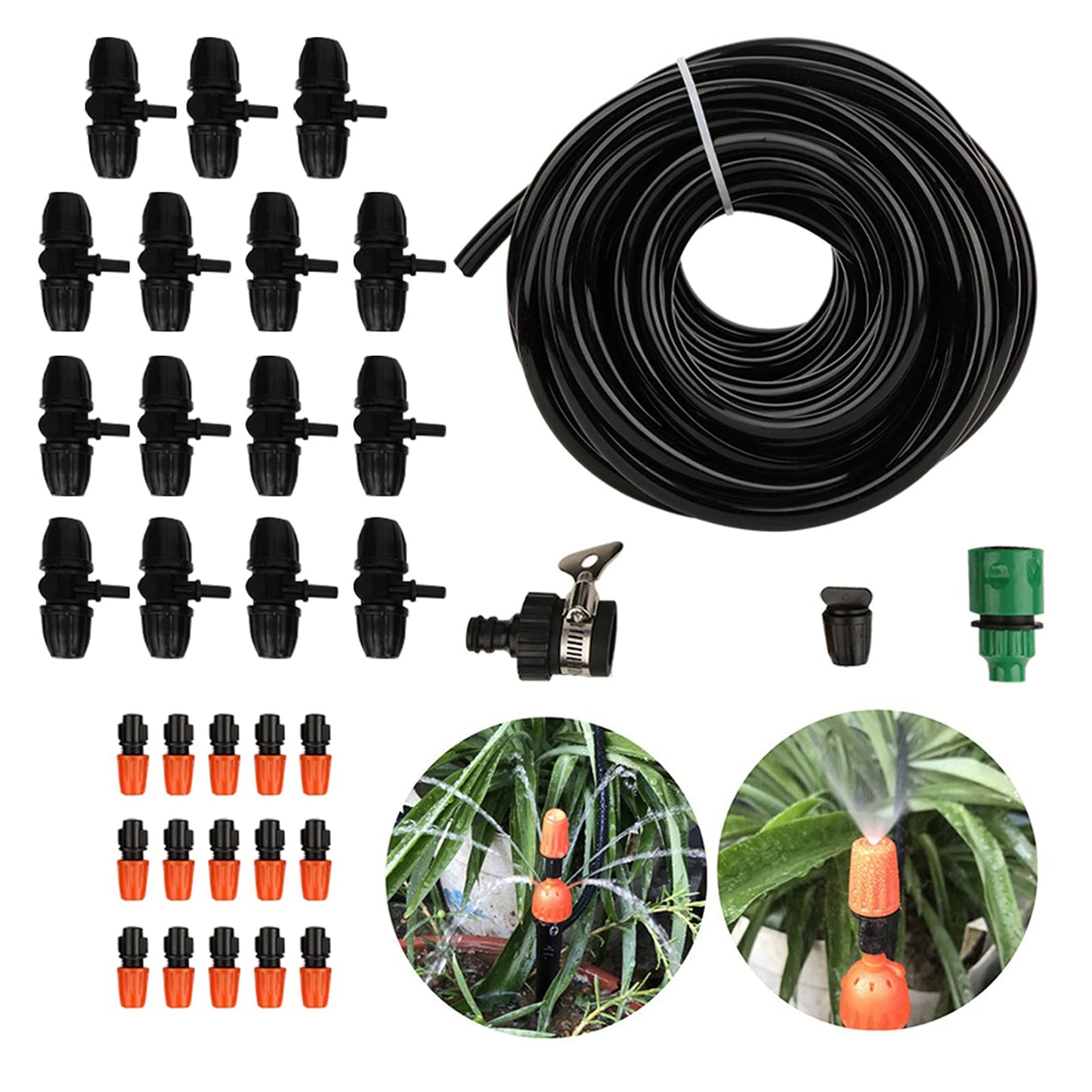 Automatic Plant Watering Systemswith 15m Drip Hose and Atomizing Nozzles for Efficient Home Gardening