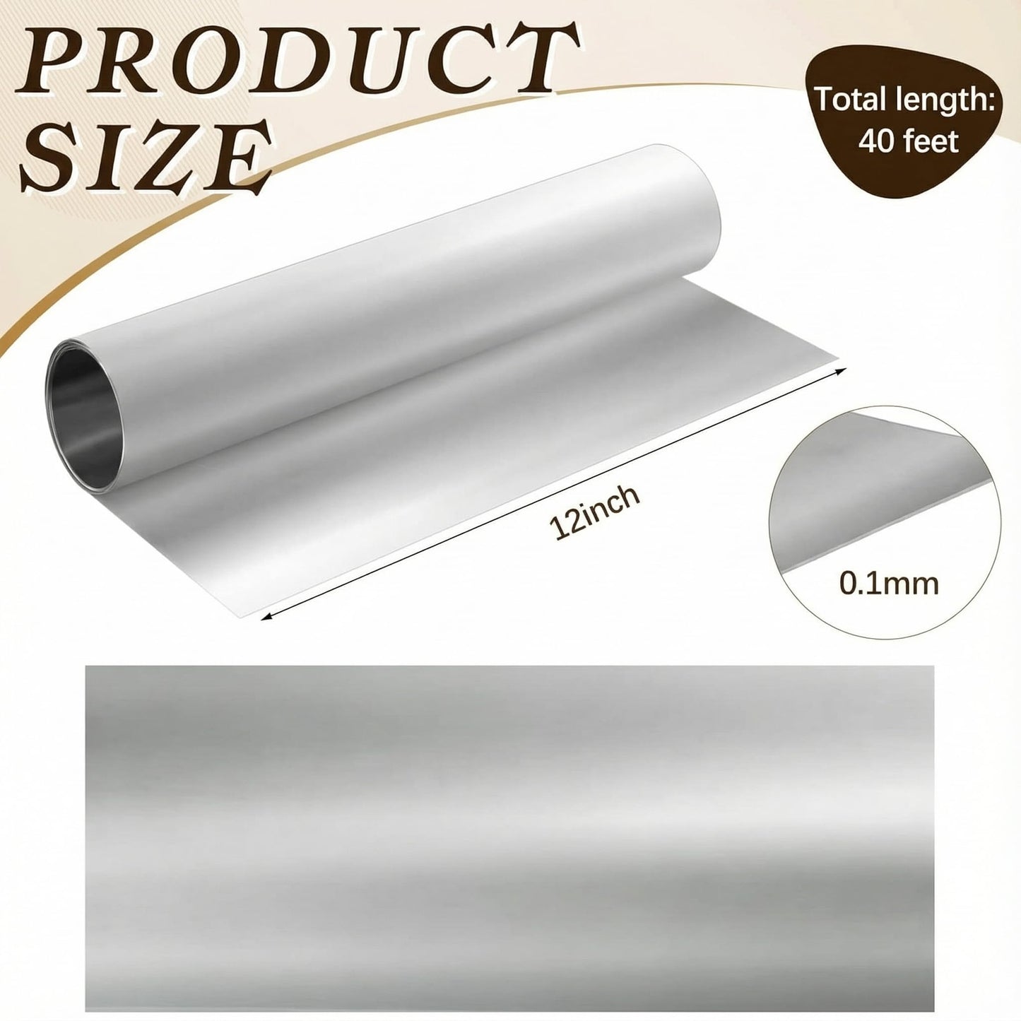 Yaocom 1 Roll Aluminum Metal Crafts DIY Foil 12 Inch x 40 ft x 0.1 mm Thick for Art Project Aluminum Flashing Roll Wide Sheet Multipurpose Metal Sheets for DIY and Crafting Projects (Silver)
