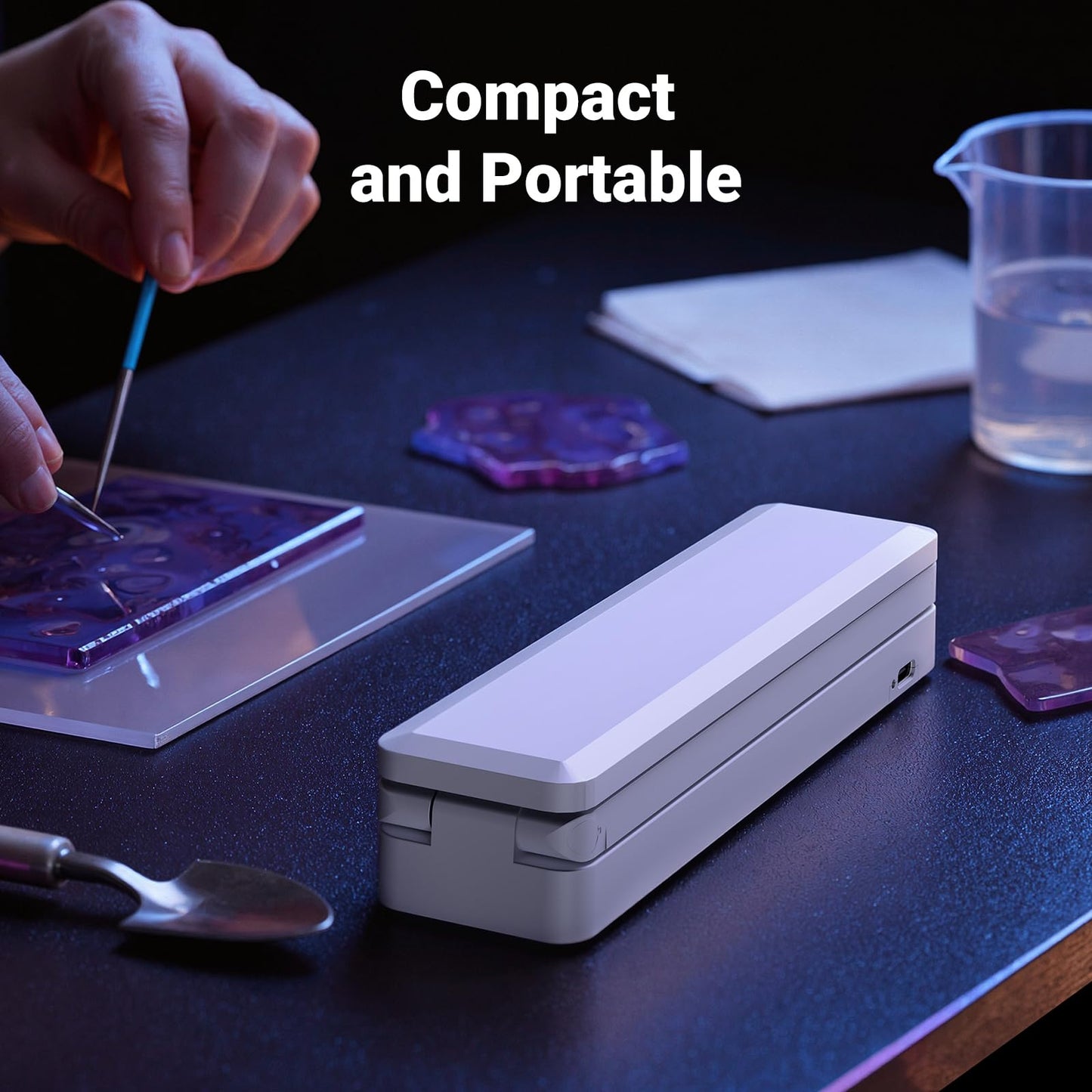 HOOTUU UV Resin Lamp, Foldable Rechargeable UV Light for Resin Curing, 40 LEDs High Power Resin Curing, Machine Portable UV Resin Light for Crafts, Small DIY Projects