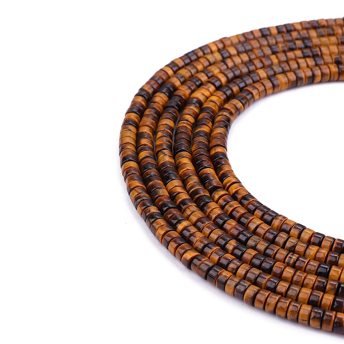 BEADIA Natural Yellow Tiger Eye Spacer Beads Caps Loose Semi Gemstone for Beading Jewelry Making 4mmx2mm 38cm