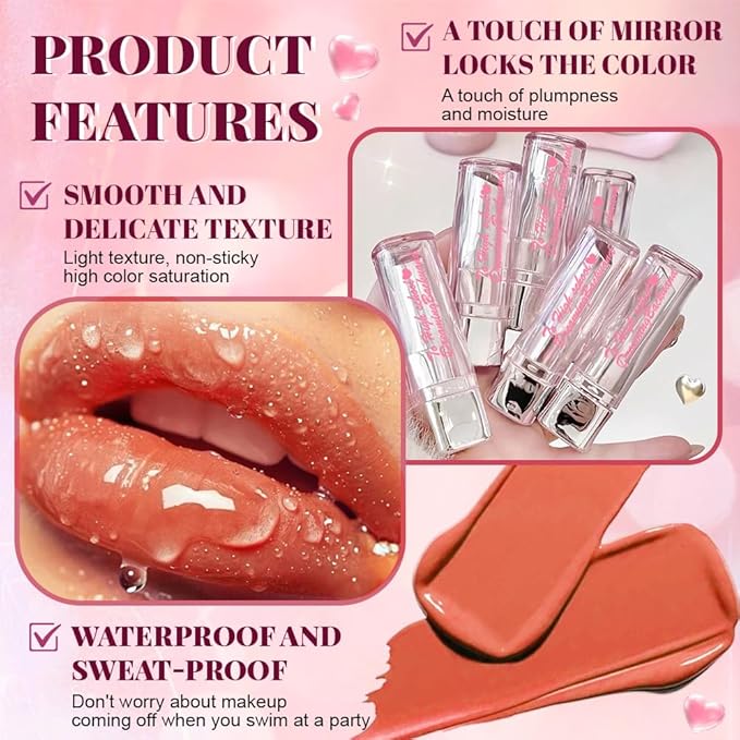 Bright Orange Plumper Moisturizing Butter Lipstick for Women, Natural Tinted Lip Balm Shine Nourishing Hydrating Lip Gloss Stain for Dry Lips, Lightweight Lip Liner Care Makeup,Vegan 1Pc Orange