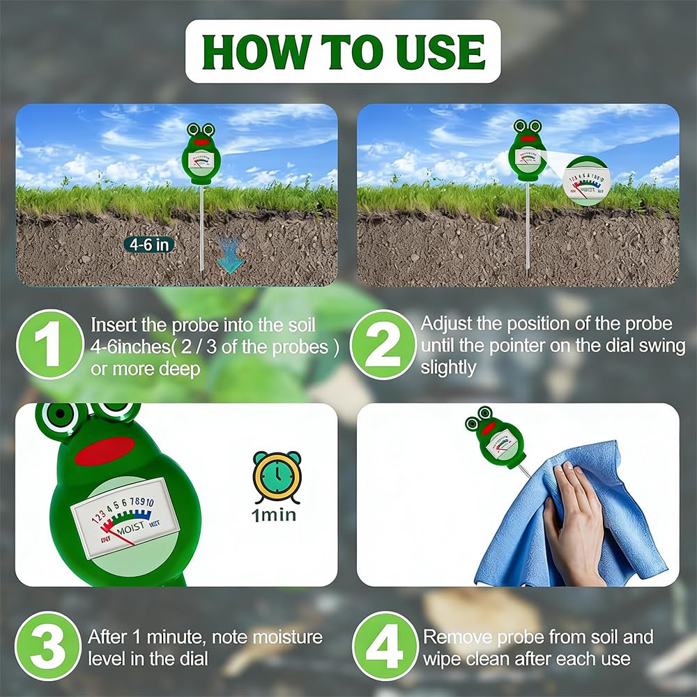 METINFUS Pack of 2 Soil Moisture Meter for Plants - [Green + Red] - Soil Moisture Sensor - Without Batteries - Improved Moisture Meter - Premium Soil Tester for Garden Potted Plants Lawn