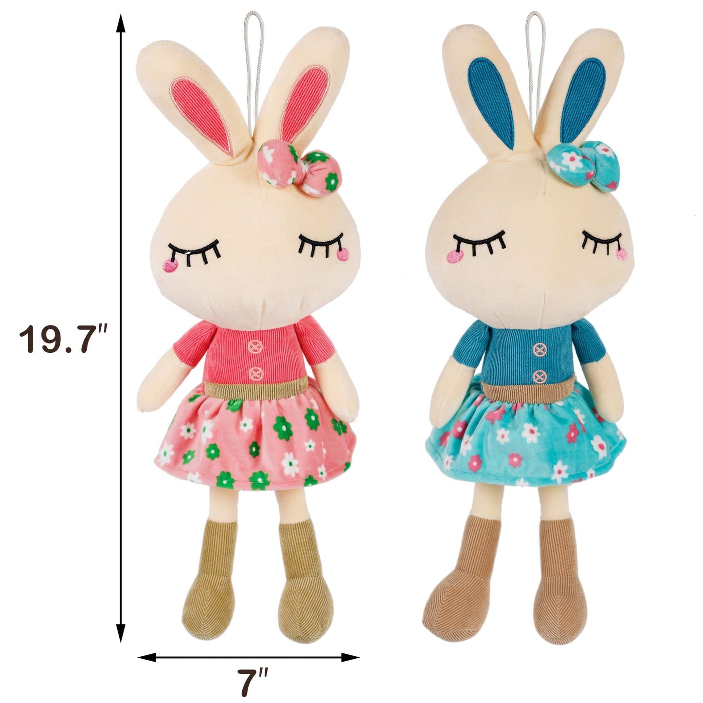 Set of 2 Easter Bunny Plush for Kids, 18.3" Easter Stuffed Animal, Big Rabbit Toys Cute Birthday Gifts for Boy Girl, Pink & Blue