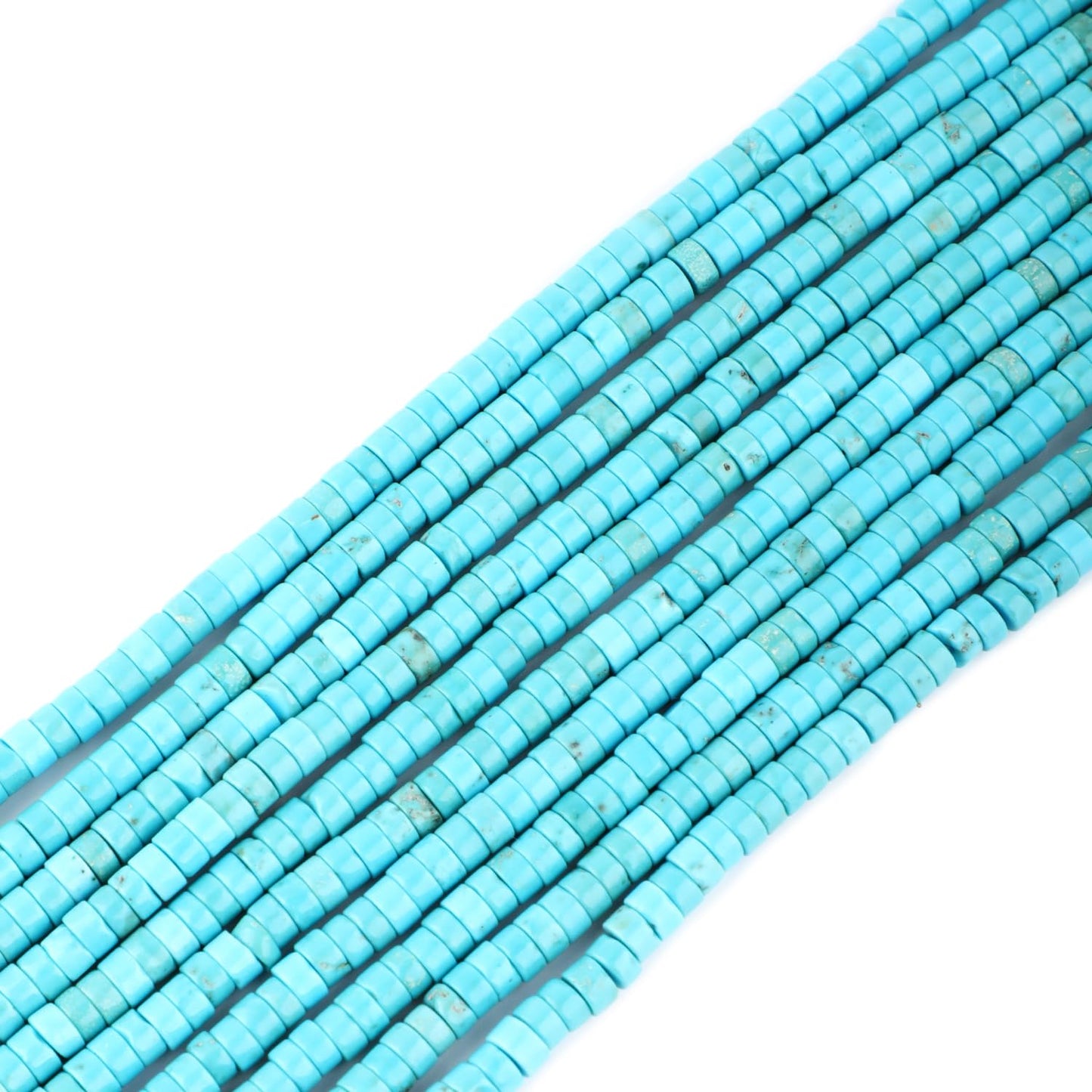 Natural Blue Turquoise Heishi Spacer Beads Loose Semi Precious Flat Round Gemstone Disc Shape Stone for Beading Jewelry Making 4x2mm 15.5"
