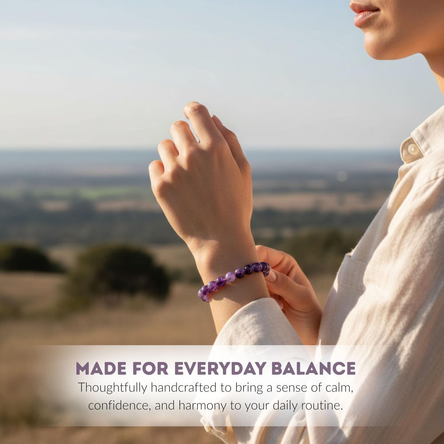 Cherry Tree Collection Dogtooth Amethyst Bracelet – Handmade 8mm Genuine Amethyst Beaded Bracelet for Men & Women – Healing, Protection & Positive Energy (Small)