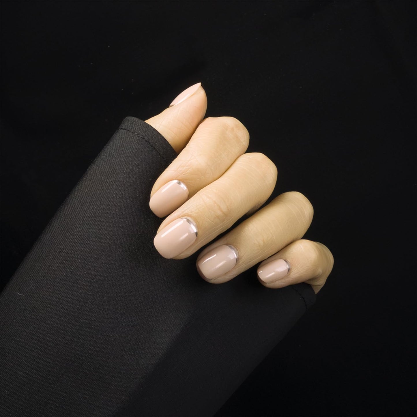 Press On Nails, Handmade Gel Fake Nails with Toolkit, 24Pcs Reusable False Nails for Women, Extra Short Nails (Short squoval nude french)