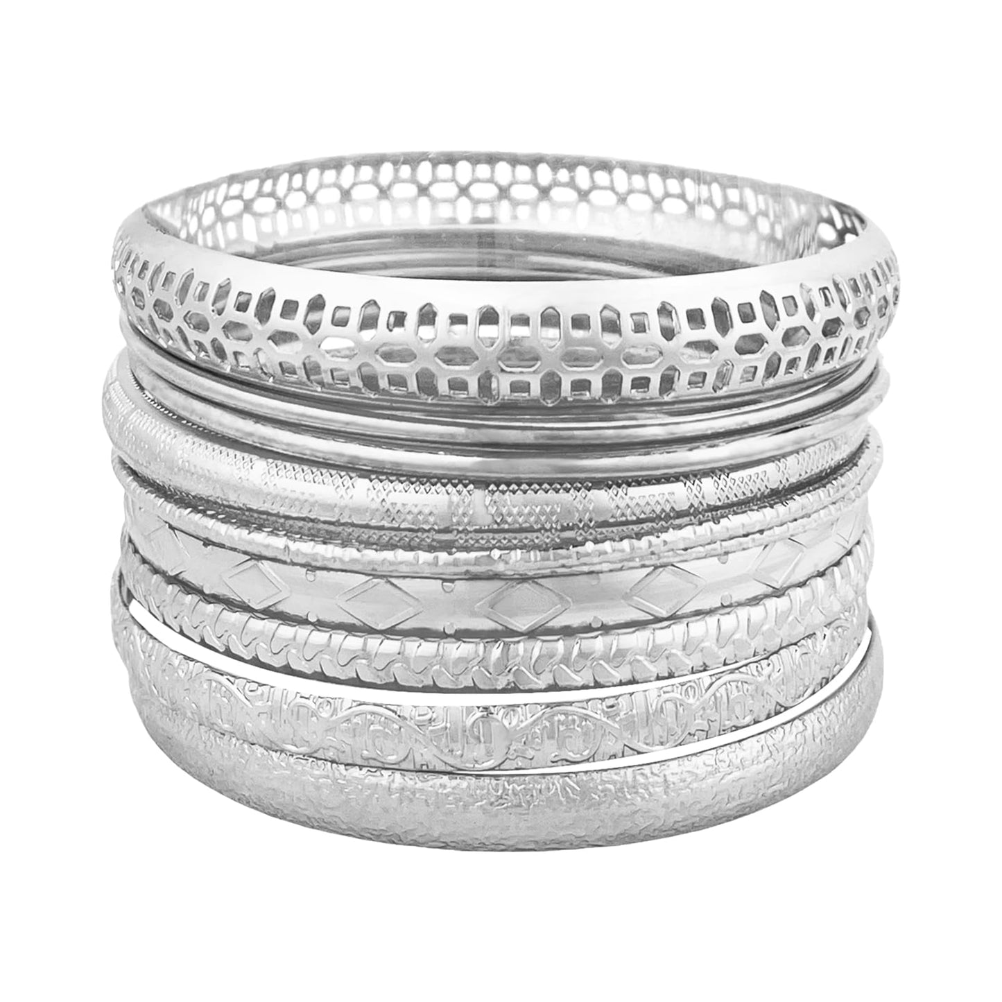 YBMYCM 10Pcs Gold-plated Bangle Bracelet Set for Women Multi Layer Stackable Wide Bangles Indian Chunky Bangle Bracelets Ethnic Glossy Textured Bracelets Wedding Outfit Jewelry