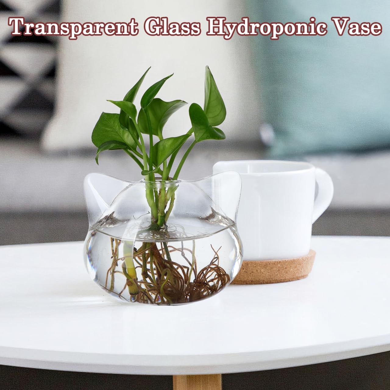 BESTOYARD 2pcs Cat Shape Glass Hydroponic Vases Decorative Floral Art Holder Small Green Plant Container for Home Office Desktop