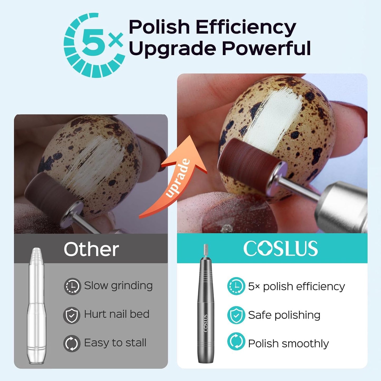 COSLUS C40 Electric Nail Drill File Professional: for Acrylic Gel Dip Powder Nails Portable Nail Drill Machine Kit Manicure Pedicure Tools Polishing Set with Nail Drill Bits Sanding Bands