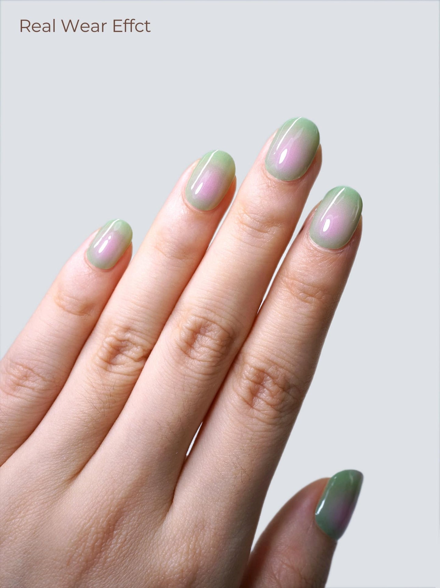 Beaolata Real Gel Nail Strips (No UV Light Needed) - 44Pcs Salon Quality Nail Stickers - Long Lasting Polish Wraps for Women, Easy Apply & Remove (Morning Meadow Green)