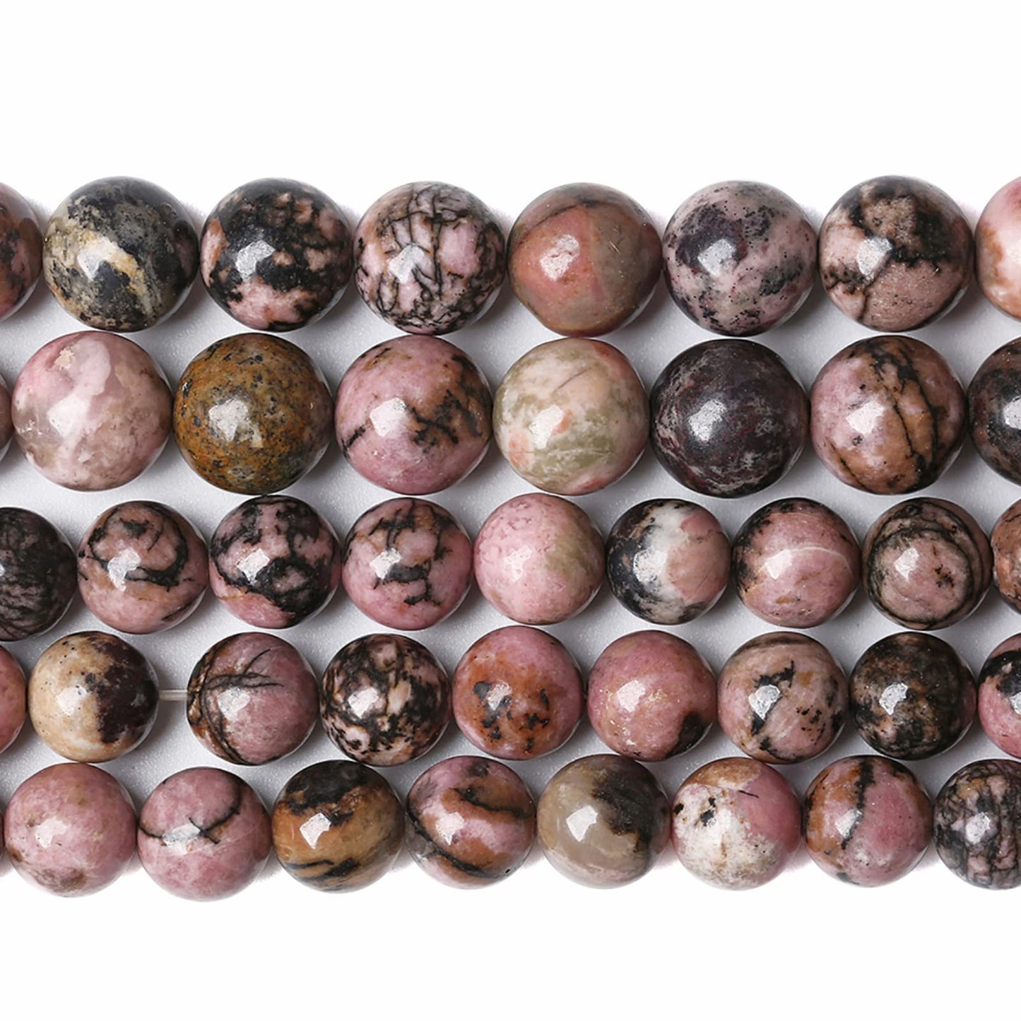 8MM 45PCS Natural Stone Black Rhodochrosite Gemstone Beads for Jewelry Making DIY Bracelet Necklace Semi Precious Beads