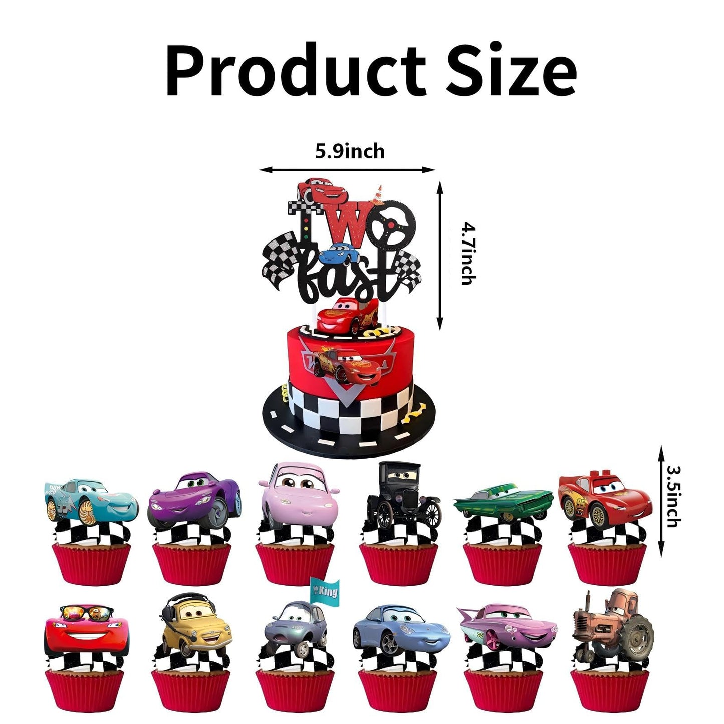 25 Pcs Cartoon Theme Happy Birthday Cake Toppers, Cute Cake Decorations, Includes 1 “Happy Birthday” Toppers and 24 Dessert Decorations