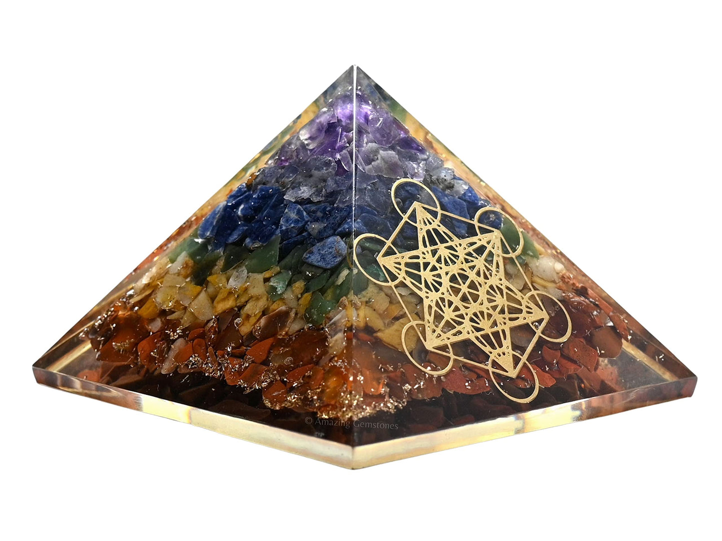 Amazing Gemstone Large Orgone Pyramid | Natural Chakra Pyramid Crystal | Metatron Orgonite Pyramid | Organ Pyramids Positive Energy Healing
