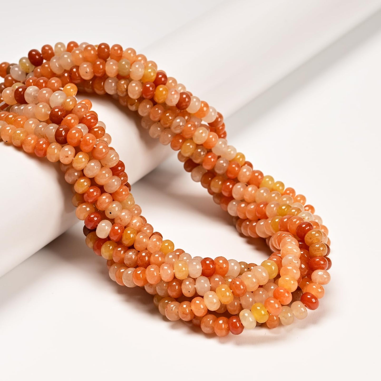 ICAI 4x6mm Natural Rondelle Beads – Loose Gemstone Spacers for DIY Jewelry Making (Red Aventurine)