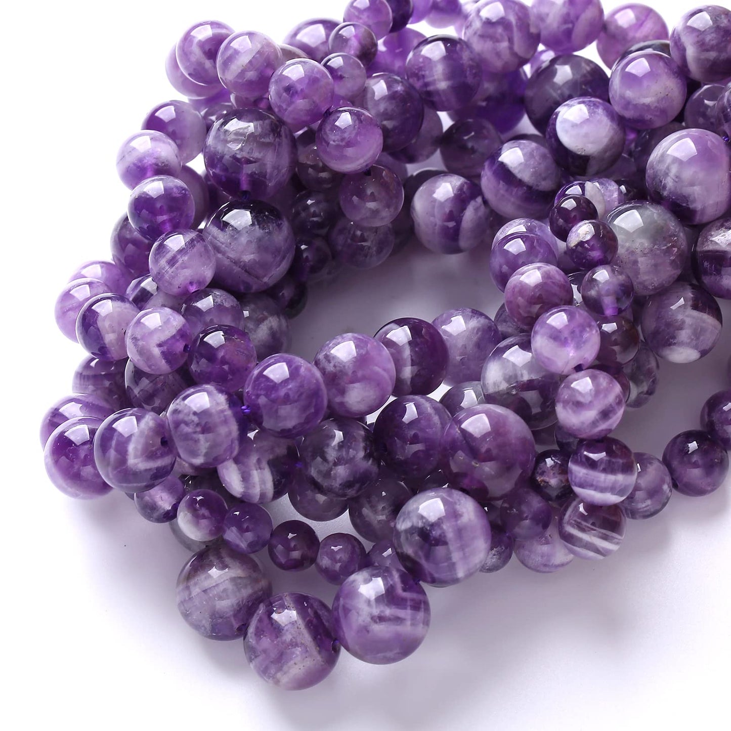 Natural Purple Dream Lace Amethysts Beads Crystal Round Loose Beads for Jewelry Making 6mm 60PCS 1 Strand 15" (Purple Dream Lace Amethysts, 6mm)
