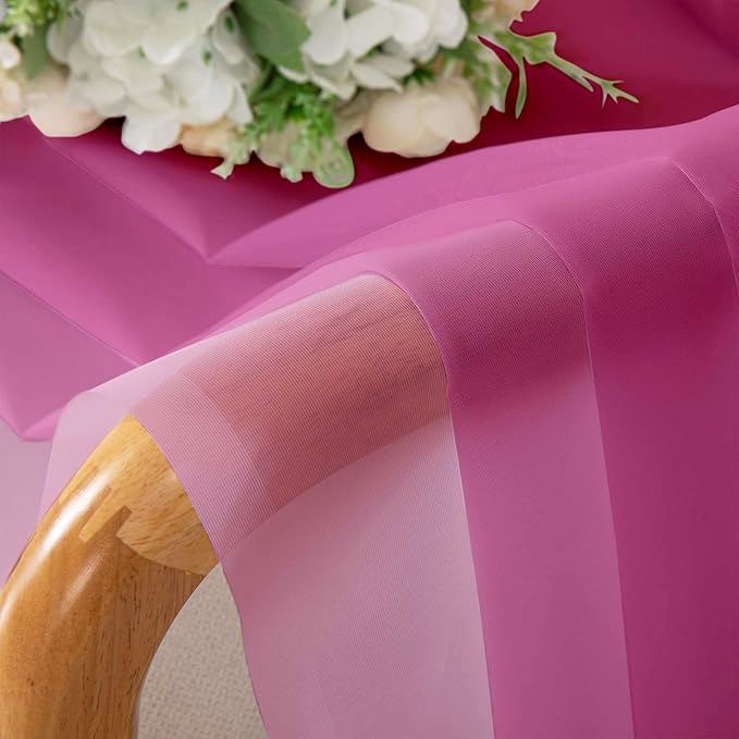 Lecloud Hot Pink Sheer Curtains 96 Inches Long 2 Panels, Rod Pockets Solid Voile Living Room Curtains for Bedroom Dining Room, Light Filtering Airy Vintage Farmhouse Drapes, Each Panel 42" W x 96" L