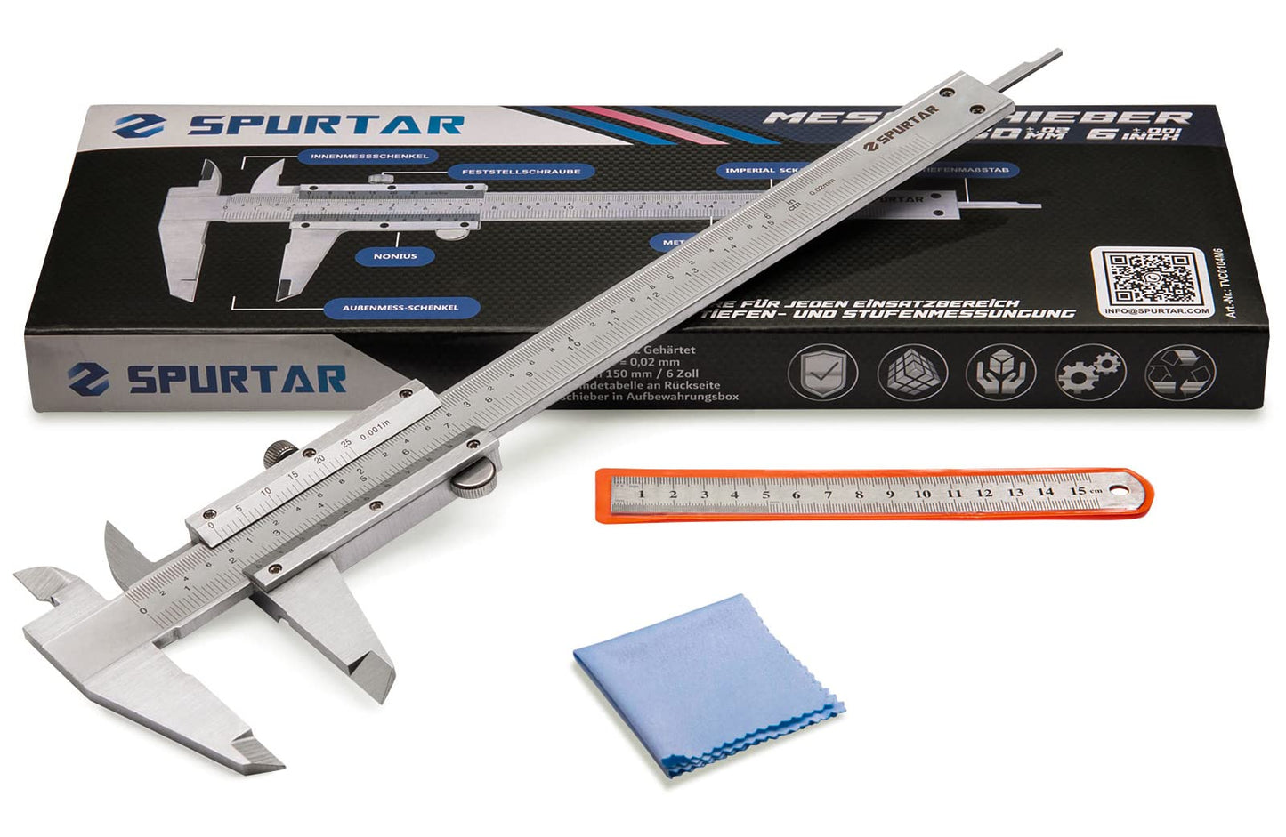 Spurtar Vernier Caliper Measuring Tool 6", 0-6Inch/0-150mm Manual Non Digital Calipers, 0.001"/0.02mm High Precision Durable Micrometer