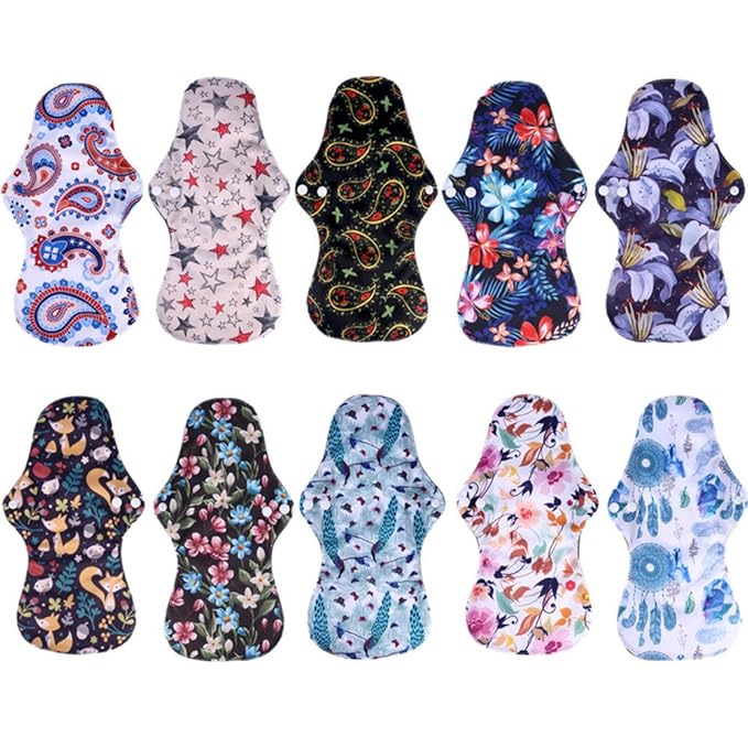 Reusable Waterproof Bamboo Charcoal Menstrual Pad Sets - Panty Liner Regular Flow Heavy Flow (5 Count)