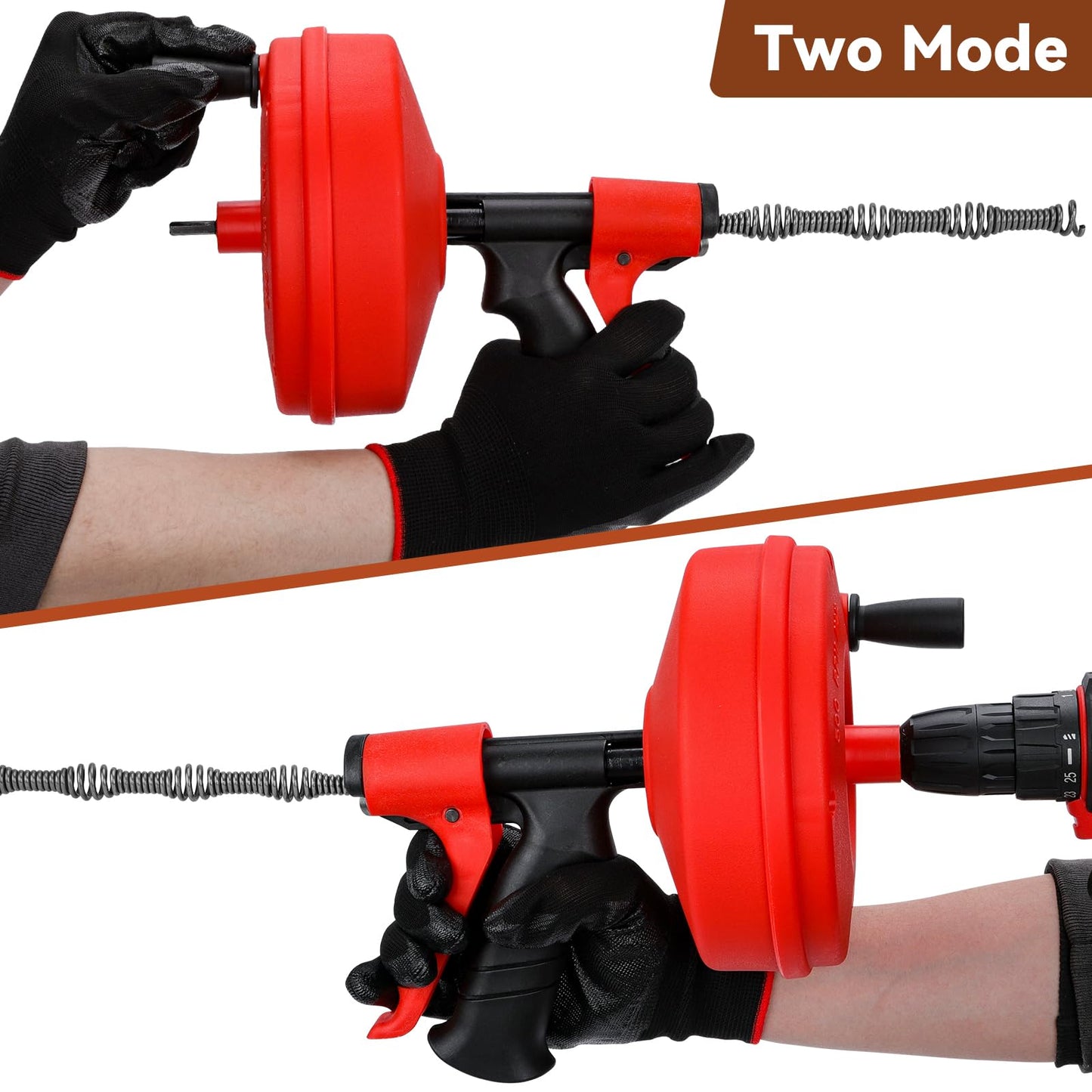 50 FT Double Mode Drain Snake Tools, 11-in-1 Drain Auger for Sink and Drain Unblocking, Plumbing Snake for Kitchen, Bathrom and Shower Sink, Drain Clog Remover for Real DYIs
