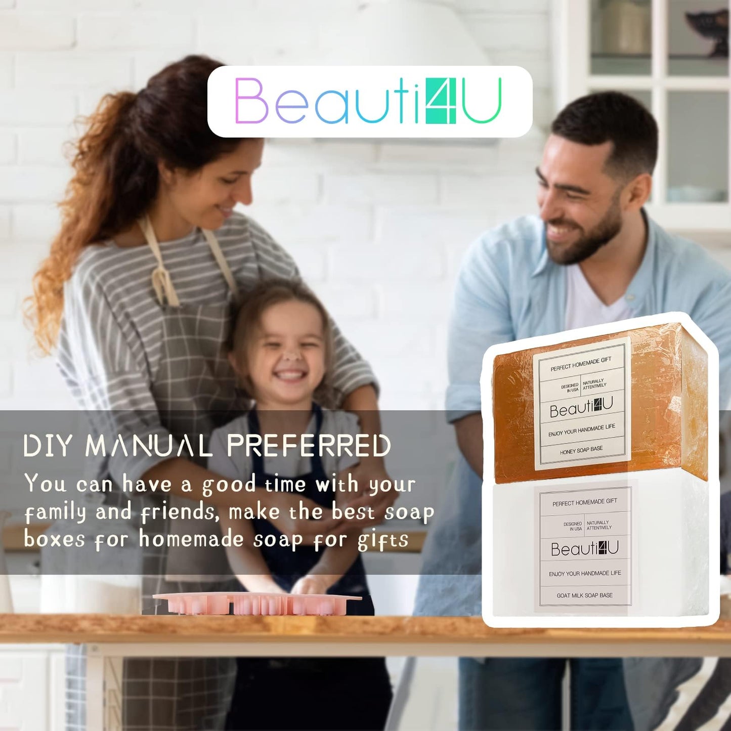 BEAUTI4U 2LB Honey Soap Base - Saop Making Supplies - Melt And Pour Sope Bace - Melt And Pour Sope - Sope Making Supplies - Organic Saop Base For Soap Makeing