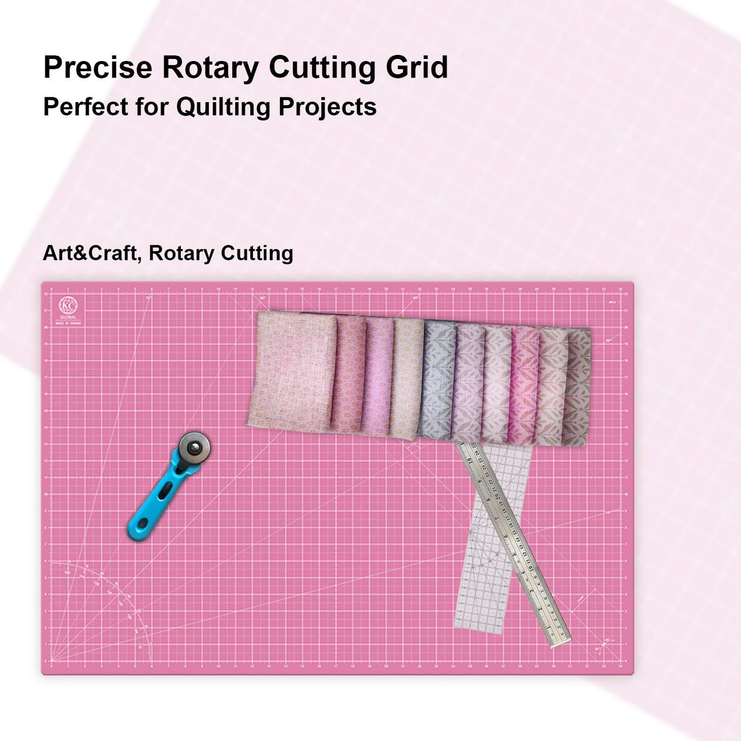 KC GLOBAL A1 (36"x24") Self-Healing Cutting Mat (Pink) - Sturdy, Reversible, Eco-Friendly, Non-Slip. Premium Desk Mat for Crafters, Quilters, and Hobbyist