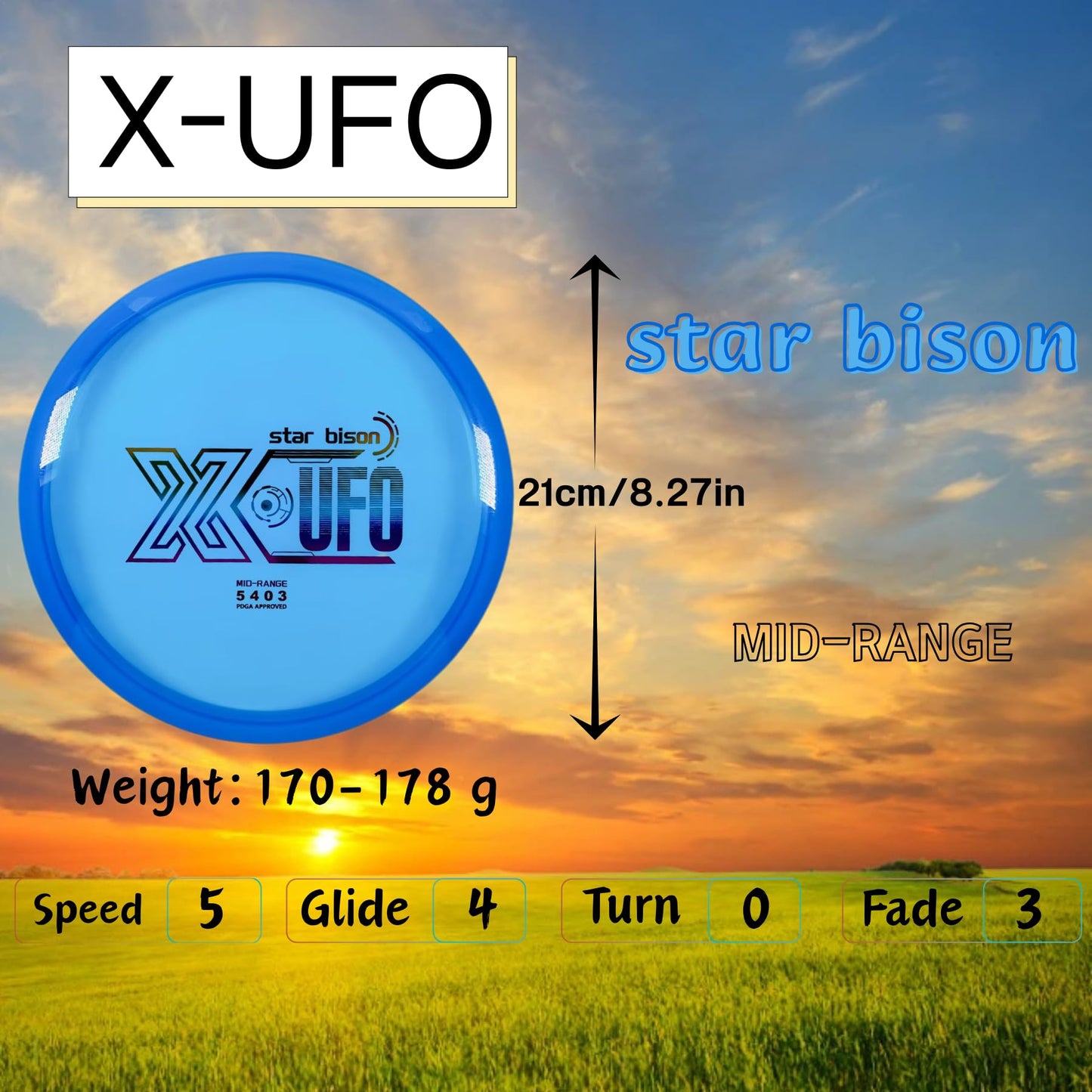 X-UFO Disc Golf Set - Disc Golf Starter Set 5 Pieces, with Putter, Driver, Mid-Range Discs, Mini Discs,Disc Golf Discs Set 170-180 Grams,PDGA Certified Golf Disc (Set 4)