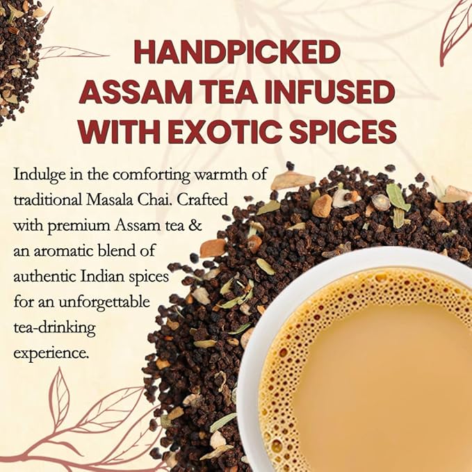 Darsam Masala Chai - 8.8oz (250g) | Premium Assam Black Tea with Cardamom, Cinnamon, Cloves, Ginger & Black Pepper | Freshness Locked in Airtight PET Jar | Non-GMO & Gluten-Free