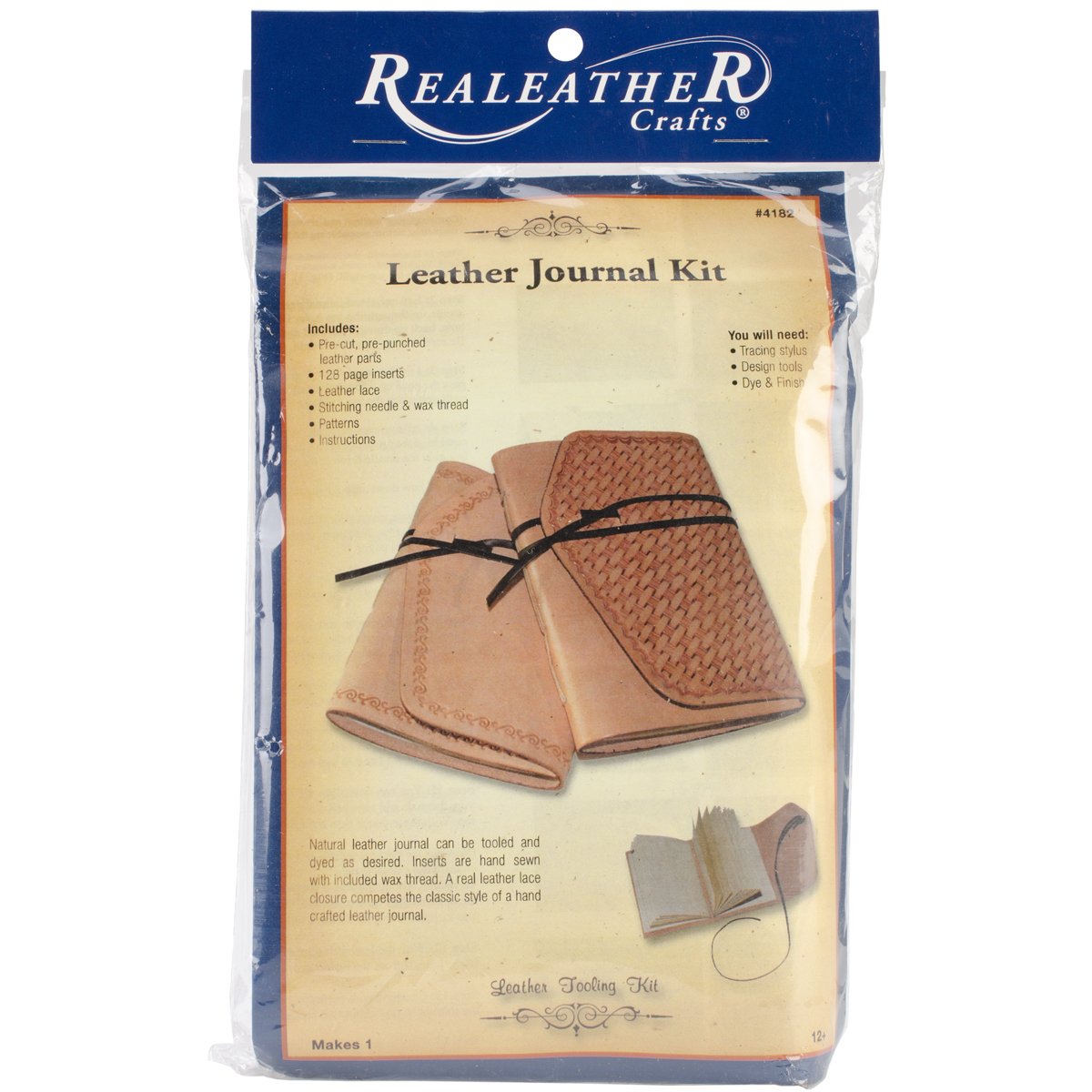 Realeather C4182-02 Journal Leathercraft Kit, 4.5" x 6", Brown, 1-Kit
