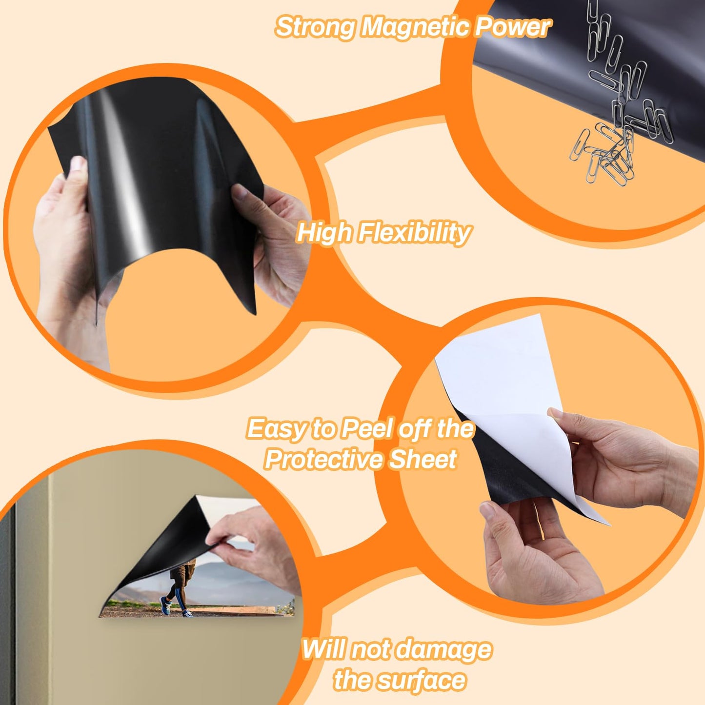 UnicornMAG Magnetic Sheets 8.5" x 11" 10 Pack - Flexible Magnet Sheets with Adhesive Backing for DIY Crafts and Photo Magnets,Suitable for School Classroom Boards, Refrigerator and Shelf Labels