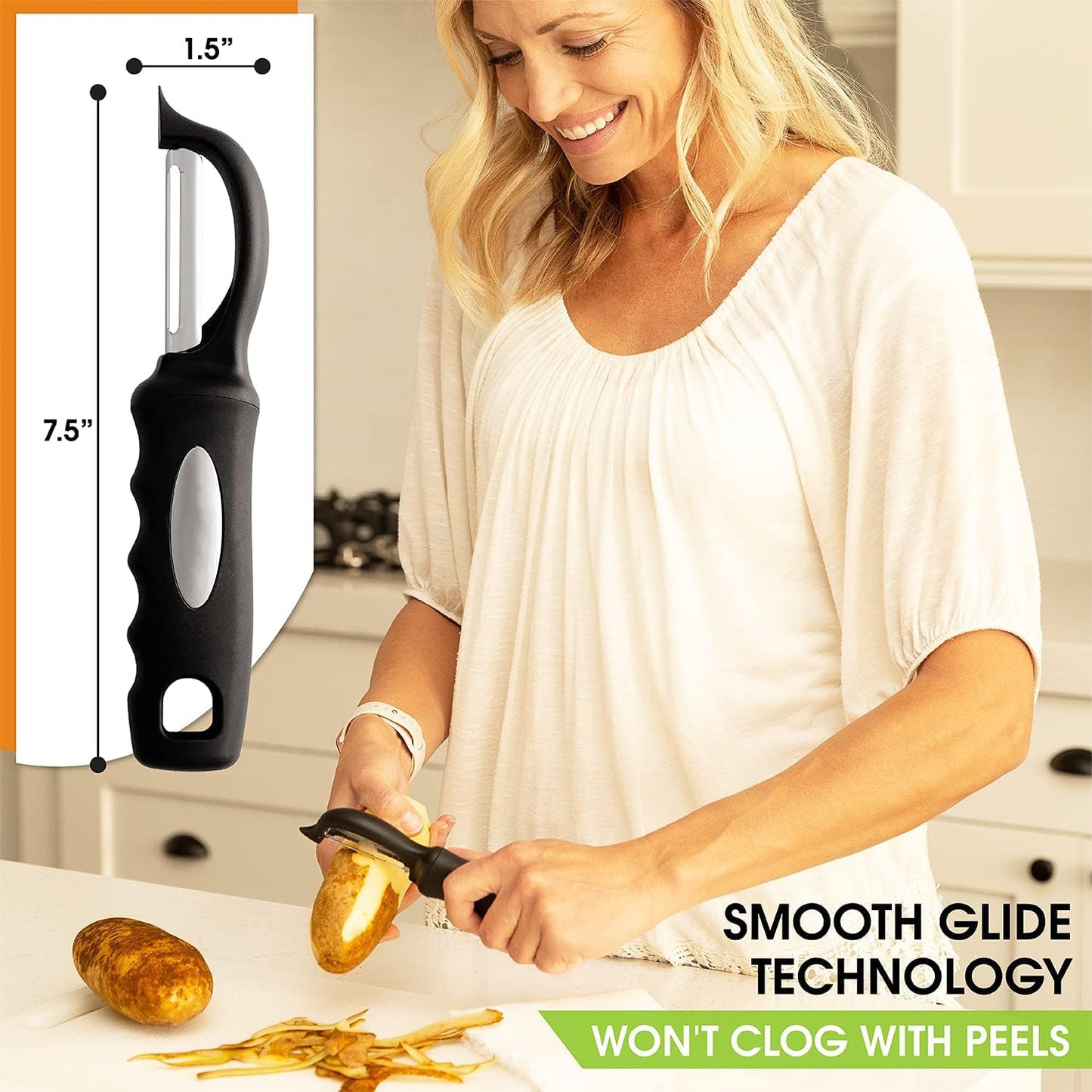 Premium Swivel Vegetable Peeler, Soft Grip Handle and Ultra Sharp Stainless Steel Blades - Perfect Kitchen Peeler For Veggie, Fruit, Potato, Carrot, Apple - Pink Lemonade (Black)